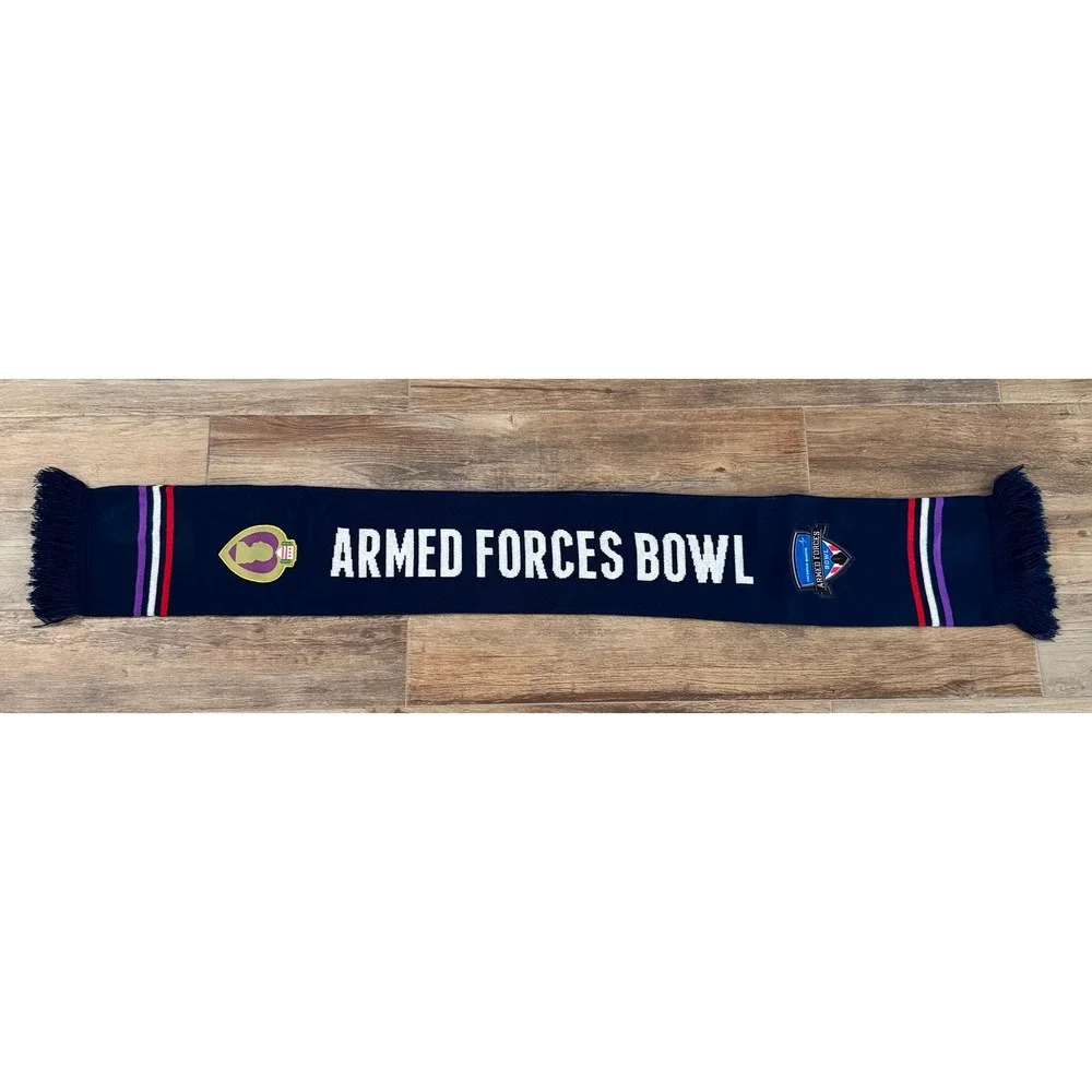Armed Forces Bowl Scarf Navy‎ Blue Purple White Red Stripe Fringed